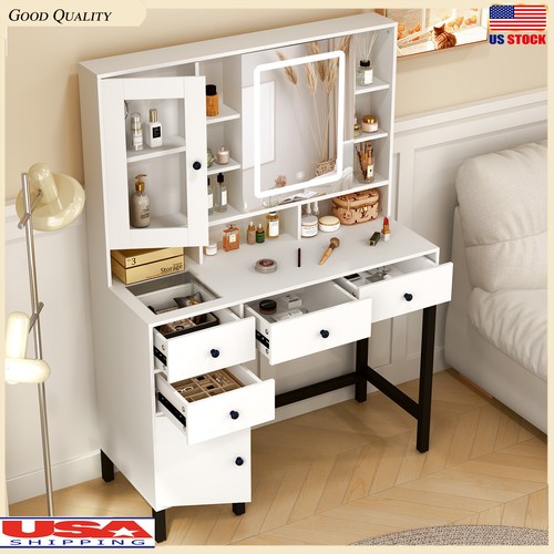 White dressing table makeup - table,