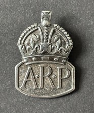 Original WW2 HM 1939 Silver ARP Badge Air Raid Precautions Large Size Home Front
