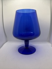 Vintage  Art Glass Brandy Snifter Footed Cobalt Blue  Statement Vase