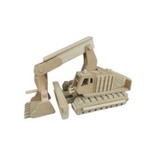 Handmade Wooden Excavator Digger Truck Large Model Traditional Toys 13.5"