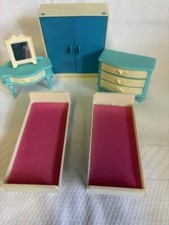 Vintage Dolls House Plastic German Bedroom Furniture