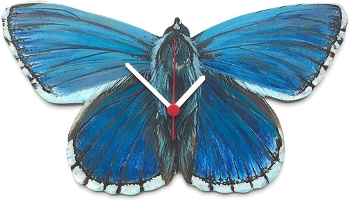 Blue butterfly clock - clock,