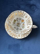 Vintage Paragon Canada Coat Of Arms Blue Bone China Teacup and Saucer Gold Trim