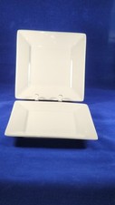 FITZ & FLOYD EVERYDAY WHITE PORCELAIN  2 SQUARE SALAD PLATES  7 1/4".