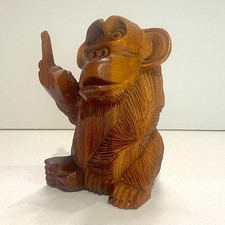 Wooden Monkey Hand Carved Rude