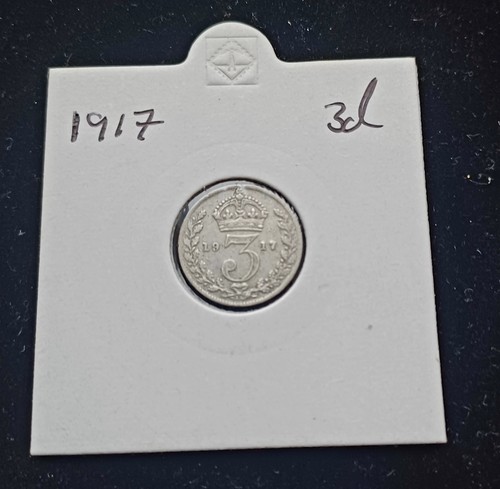 1917 silver threepence coin - 1917, 3d