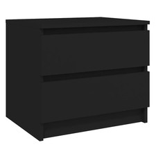 Bedside Cabinet Black Engineered Wood Bedside Nightstand Slim Shelf Black