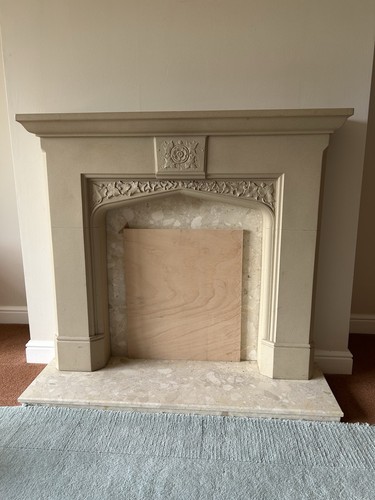 Limestone effect fireplace - limestone,