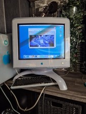 Apple Power Mac G3 Blue PowerPC.monitor,keyboard And  Puck Mouse M5183 Vintage