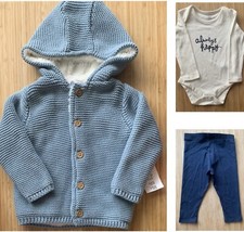 Blue Hooded Knit Cardigan Cosy