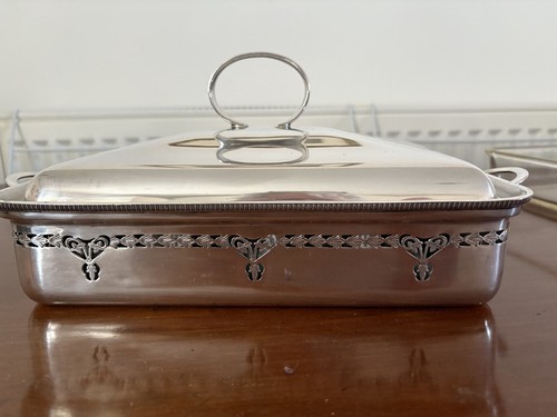 1950 silver plate entree - silver,