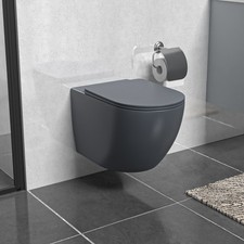 Nes Home Tornado Flush Dark Grey Wall Hung Rimless Toilet With Soft Close Seat