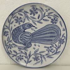 Porches Algarve Pottery Blue painted Terracotta Bird Large Plate