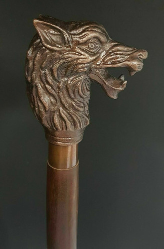Walking stick wolf - stick, copper