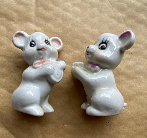 Pair white ceramic mouse - white,