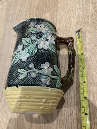 Antique majolica pottery jug - pottery,