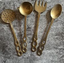 Vintage Brass Kitchen Utensils Hanging Set of 4