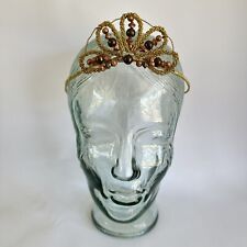 Vintage Handmade Bridal Beaded Tiara Crown Gold Copper Art Deco Wedding