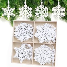 16x White Snowflakes Ornaments