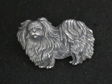 VINTAGE Signed Kenart Made in England Pewter Pekingese Dog BROOCH