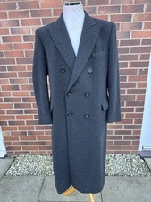 Daks Men Dark Grey Wool Trench Long Coat Size 42 R