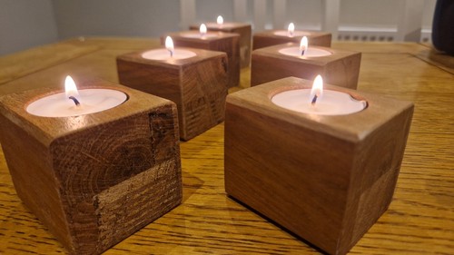 Oak tea light holders - oak,
