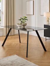 Marlow 160 cm Rectangular Smoked Glass Top Dining Table Black