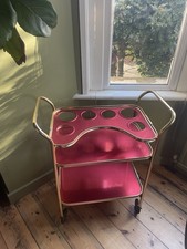 Vintage Gold and Red Drinks Trolley Drinks Serving Trolley