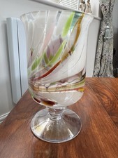 Hand Blown  In Poland  Multi Coloured Stemmed Vase