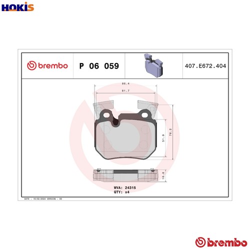 Brake pad set - pad,