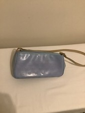 Pale Blue Shoulder Handbag Small Alphabet Print Zip Closure