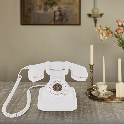 White retro rotary landline - white,