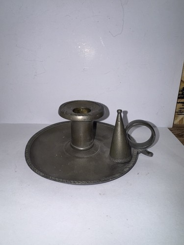 Antique pewter chamberstick - pewter,