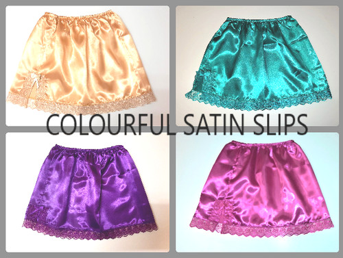 Mini satin half slips - satin, uk
