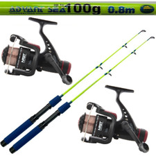 FISHING RODS ICE BREAKER CARBON X 2 LINEAEFFE + 2 X REELS TRAVEL KAYAK RODS
