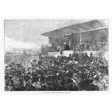 WILLIAM GLADSTONE Addressing the Meeting at Blackheath - Antique print 1871
