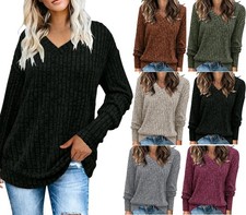Women V Neck Baggy Sweater