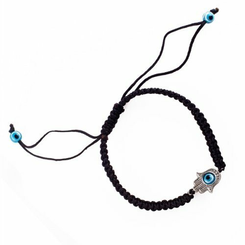 Hamsa black silver bracelet - hamsa,