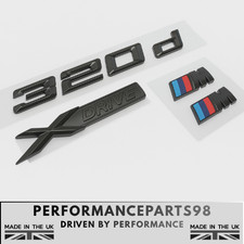 BMW Gloss Black 320d + X Drive + M Sport Badges Full Set DeChrome F30 F31 F34