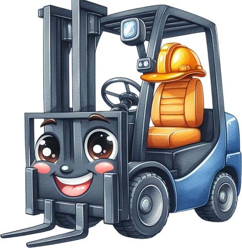 Colourful forklift truck - forklift, wall