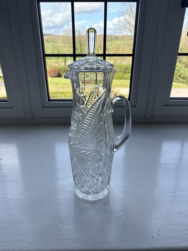 Crystal cut water jug - crystal,