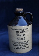 CORNISH STONEWARE FLAGON Bottle 'The Honeymoon Drink Ye Olde Liqueur Mead' EMPTY