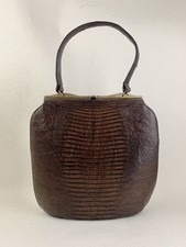 Sydney Of California Vintage 1950s Brown Monitor Lizard Handbag Leather Lining