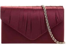 Women Satin Pleated Clutch Bag Bridal Wedding Evening Party Prom Handbag Chain