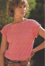 Ladies Easy Knit Summer Top Knitting Pattern Slash Neck DK 30-44" 1105