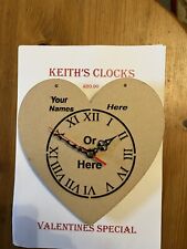 Personalised Valentines Unique Hand Made Heart Shaped MDF  Wall Clock