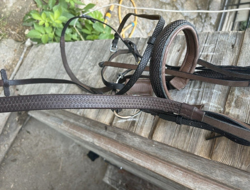Brown leather snaffle bridle - leather,