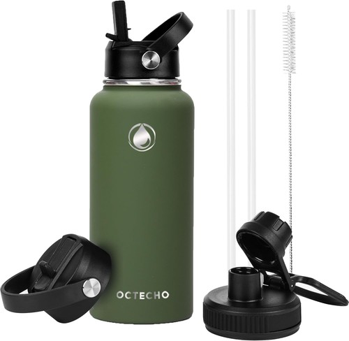 Metal water bottle with straw - bottle,