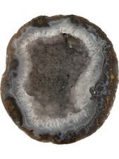 Agate Gemstone Natural Rough Polished Rim  Crystal Cut In Half Display