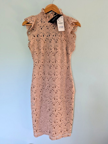 Zara lace dress blush nude - zara,